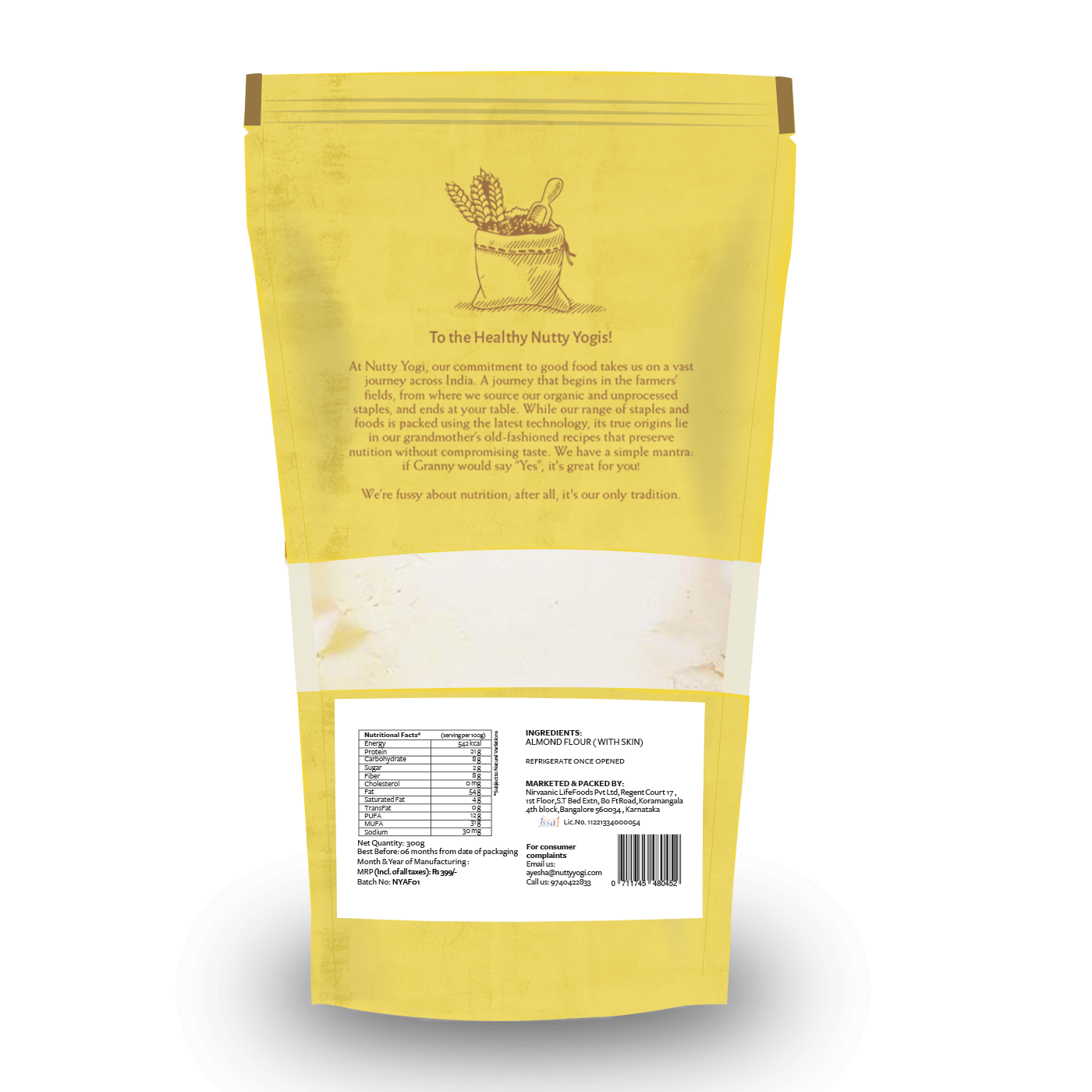 Nutty Yogi Natural Almond Flour  (Gluten-Free, Low-carb, Un blanched)