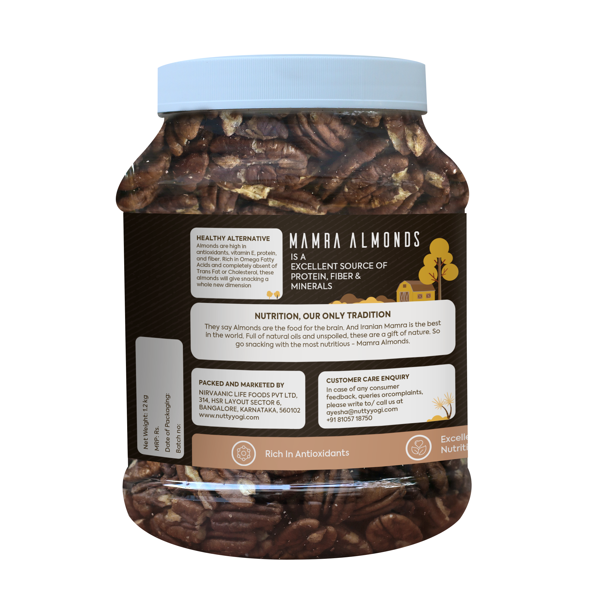 "Nutty Yogi Pecans 1kg jar | All Natural | No Preservatives | No Additives