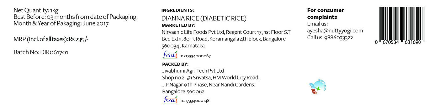 Buy the Best and Organic Dianna Rice on Online in India from Nutty Yogi